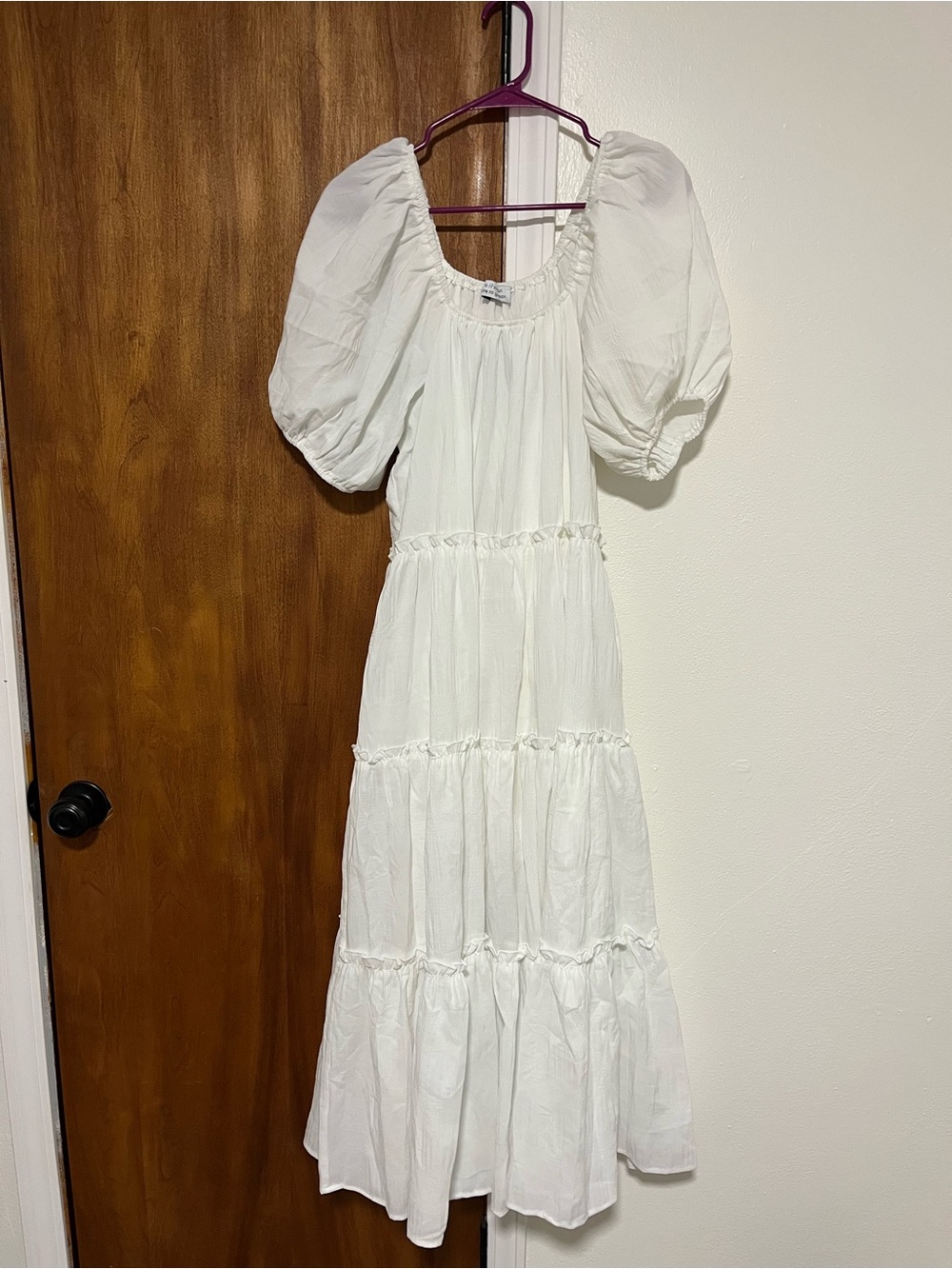 Shop Zoco White Daymaker Tiered Maxi Dress Size Small Puff Sleeve Cottagcore